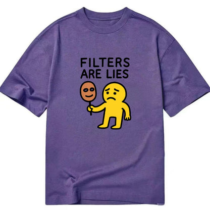 FILTERS ARE LIES | Mask arguing with face - Classic T-shirt - Purple
