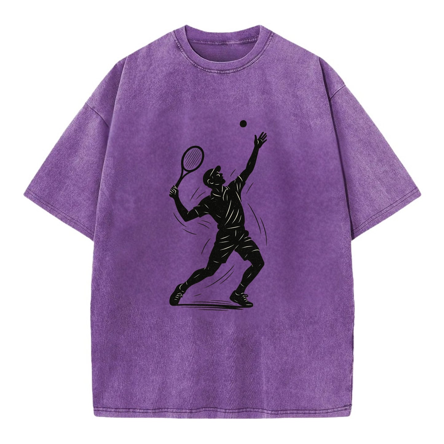 Tennis player serving with powerful form - Vintage T-shirt - Purple