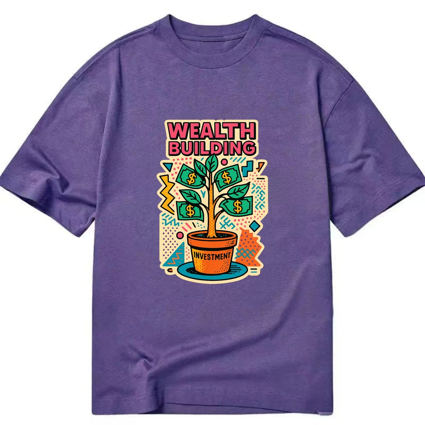 Money tree growing from investment pot - financial independence journey, wealth - Classic T-shirt - Purple