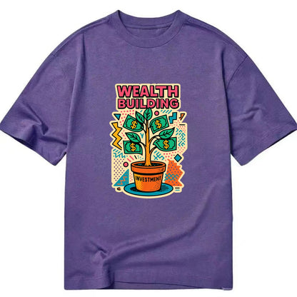 Money tree growing from investment pot - financial independence journey, wealth - Classic T-shirt - Purple