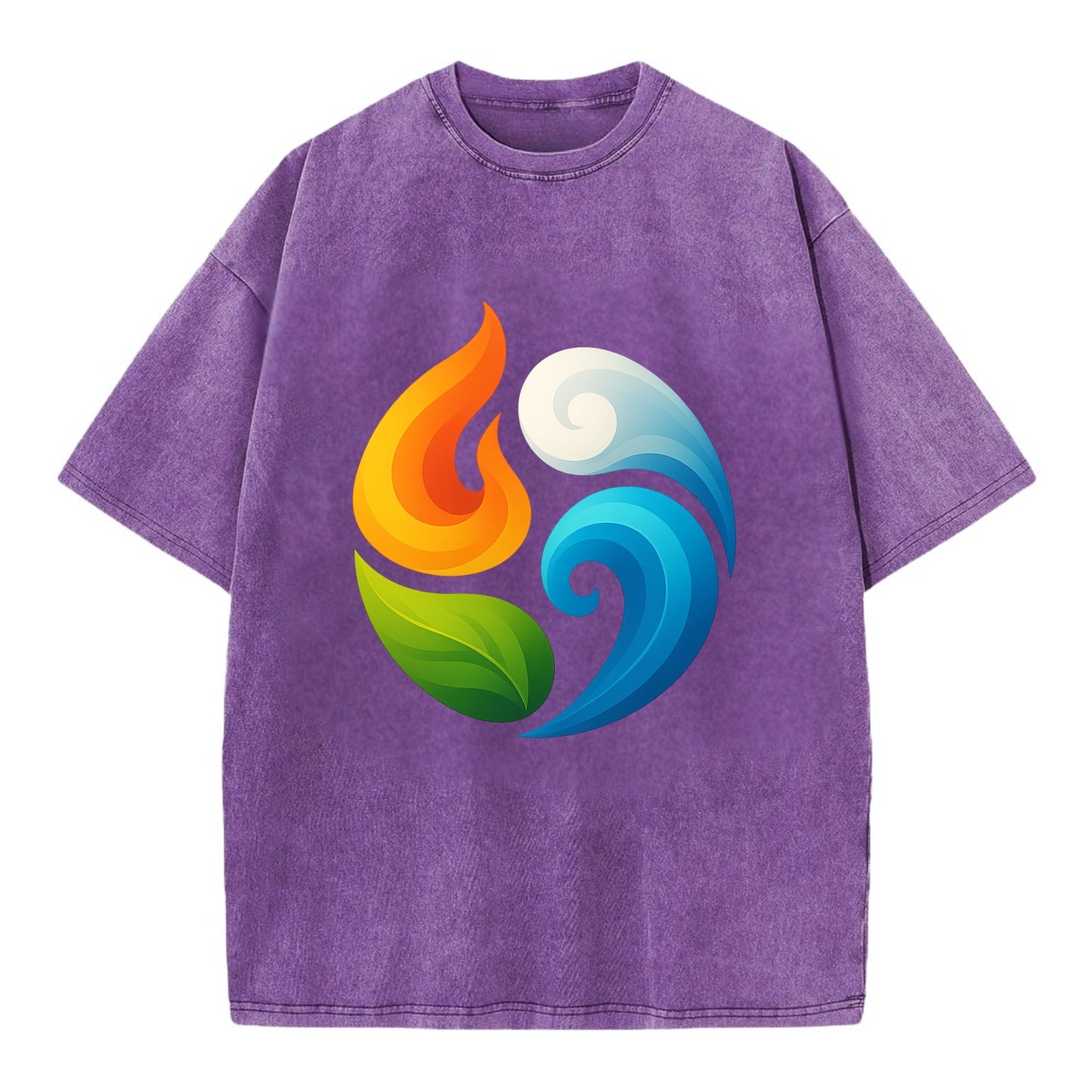 Four Elements Dance - Fire orange, water - Vintage T-shirt - Purple