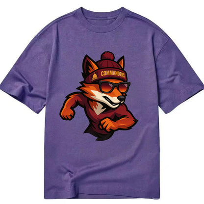 Washington Fox wearing Commanders beanie with Capitol patch and wayfarer - Classic T-shirt - Purple
