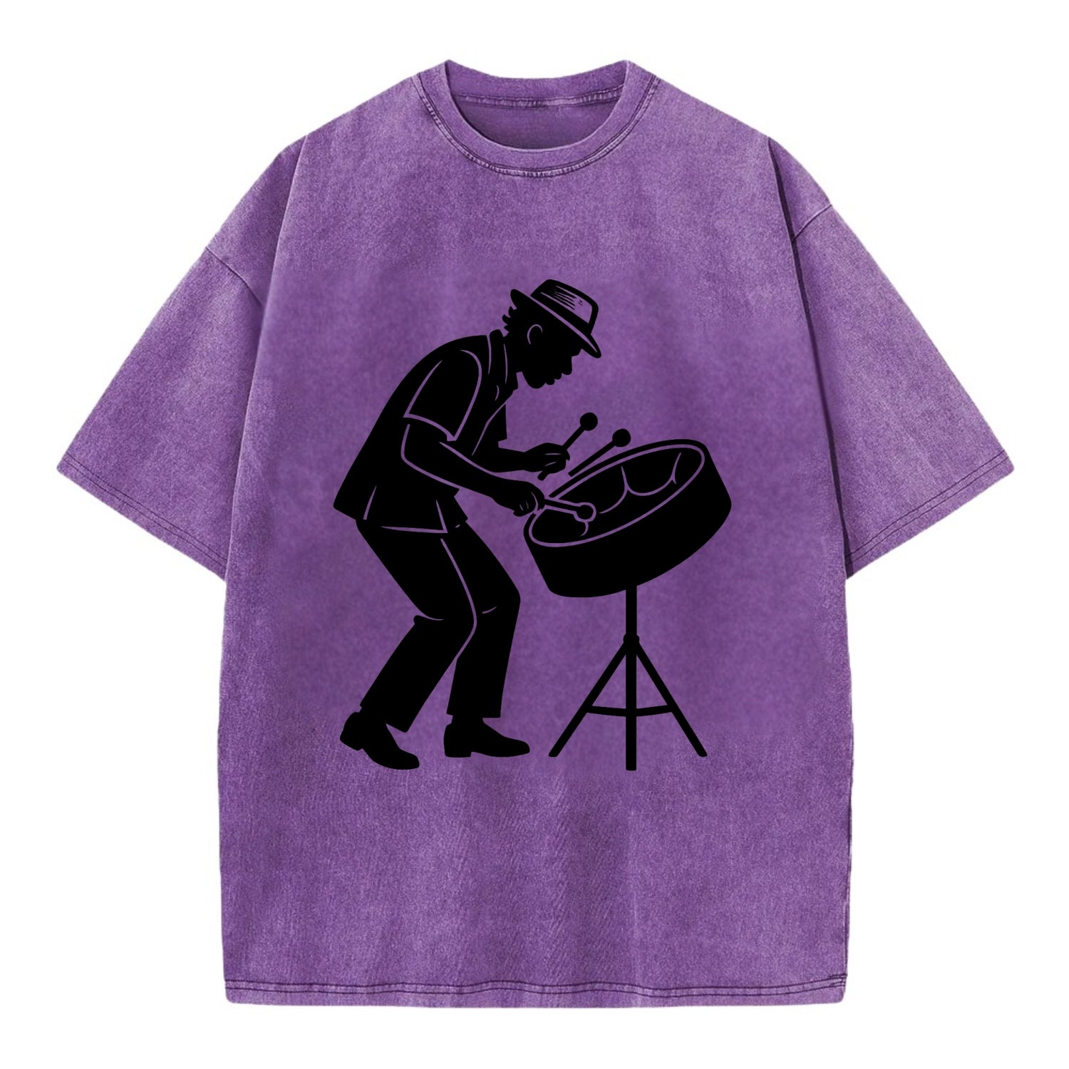 Steel drum player Caribbean rhythm - Vintage T-shirt - Purple