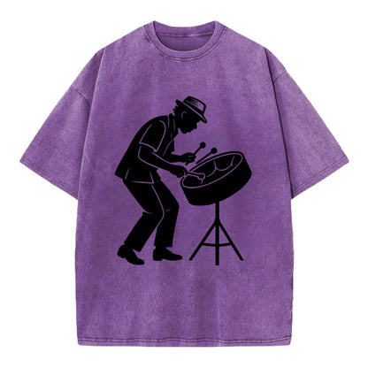 Steel drum player Caribbean rhythm - Vintage T-shirt - Purple