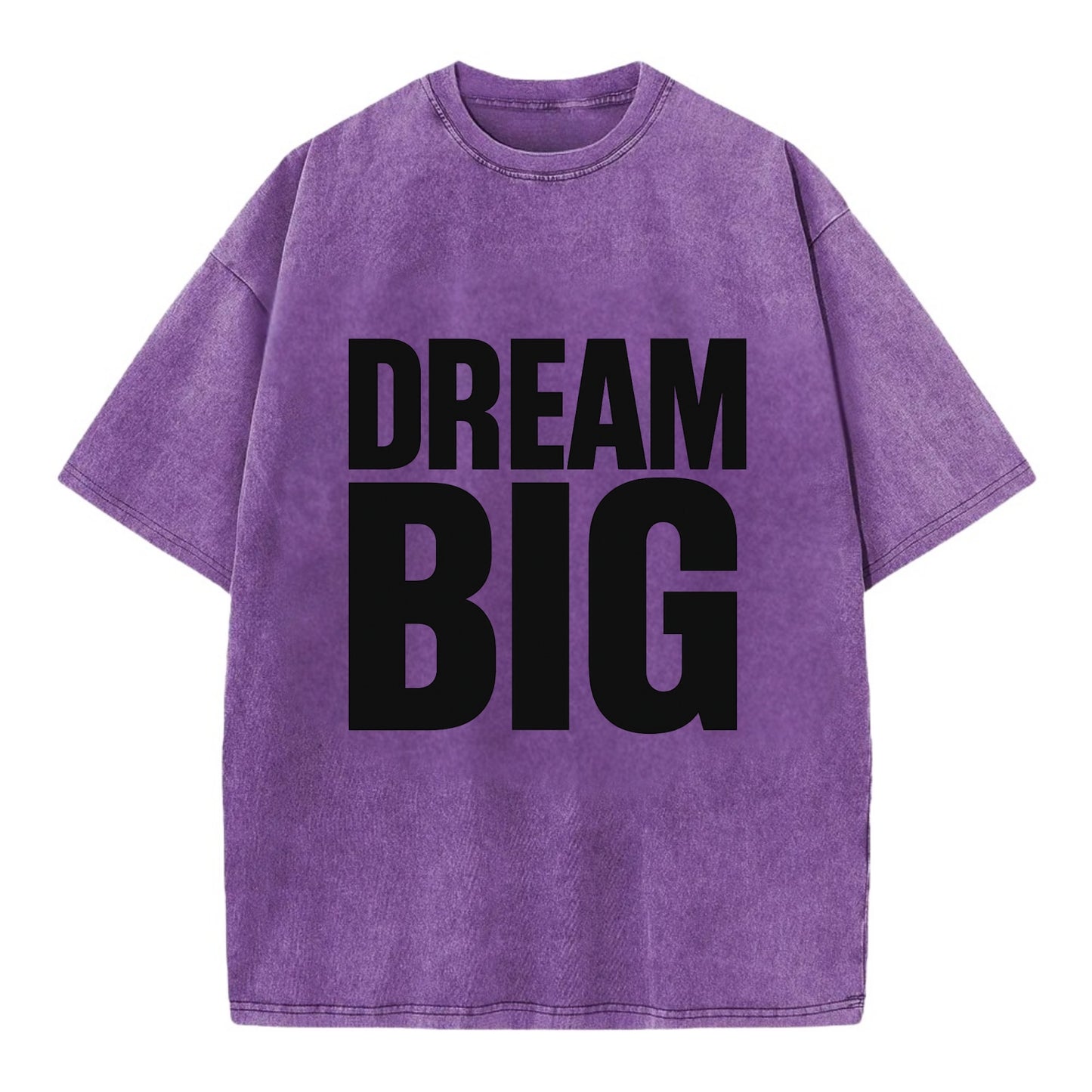 Bold typography design - "DREAM BIG" - ambitious goals, no limits - Vintage T-shirt - Purple