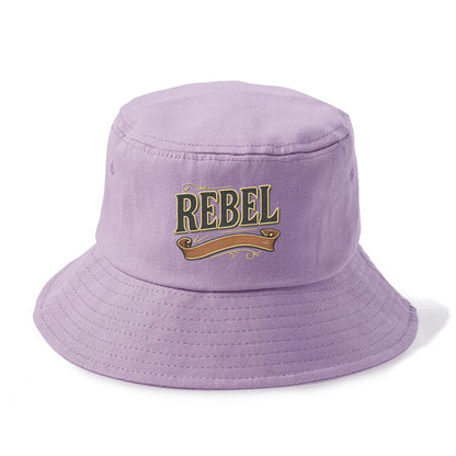 Bold typography design - "REBEL" - nonconformist, rule breaker, independent thinker - Bucket Hat - Purple
