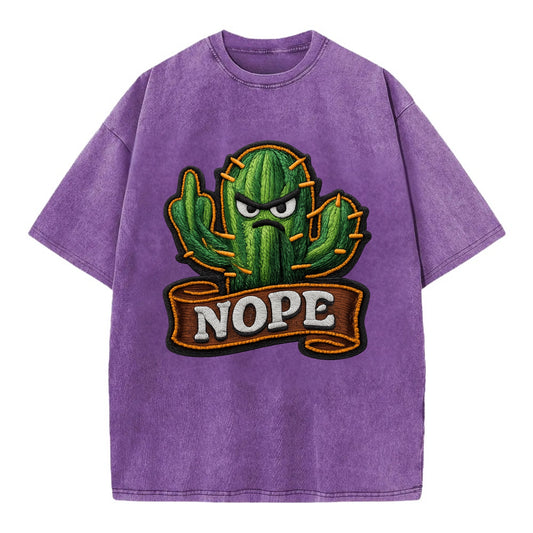 NOPE CACTUS - cactus with attitude in green , prickly personality - Vintage T-shirt - Purple
