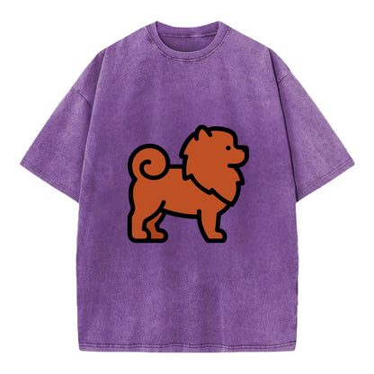 Chow Chow - Red fluffy flat side profile - Vintage T-shirt - Purple