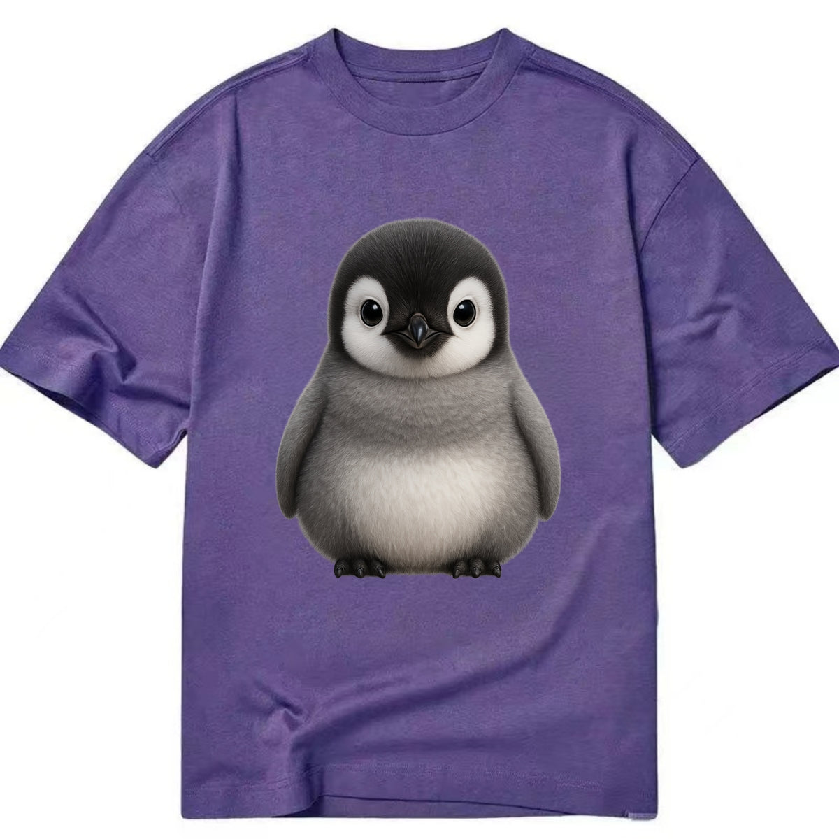 Baby Adelie Penguin - black and white, round body, curious eyes, front-facing, - Classic T-shirt - Purple