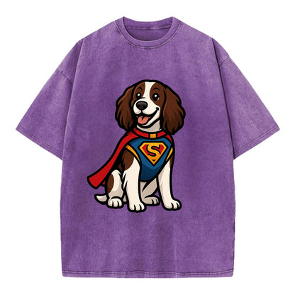 Springer Spaniel Friendly Hero  - Vintage T-shirt - Purple