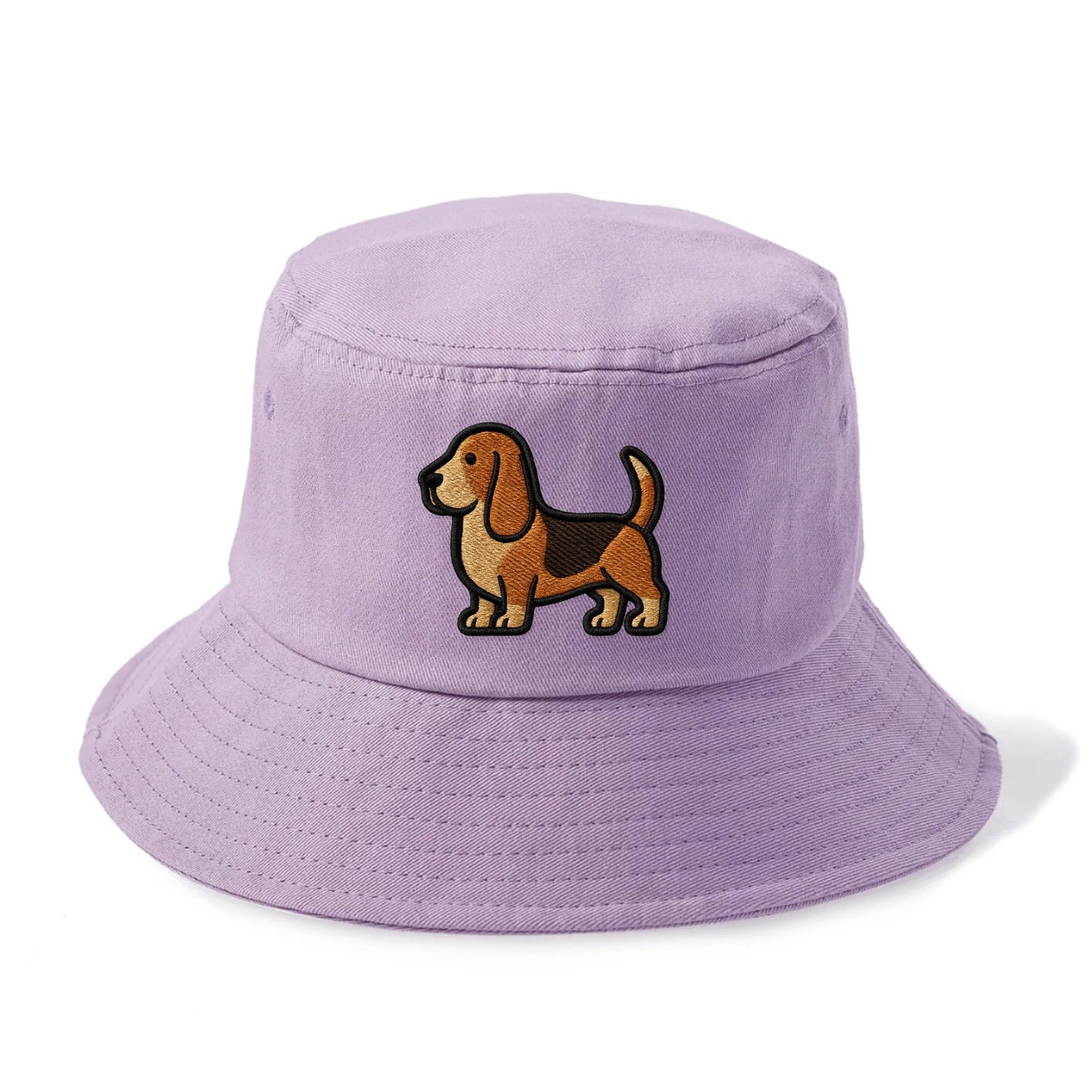 Basset Hound - Trendy low-rider design with prominent black outline - Bucket Hat - Purple