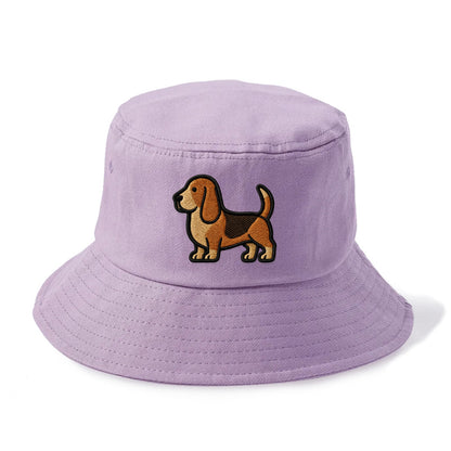 Basset Hound - Trendy low-rider design with prominent black outline - Bucket Hat - Purple