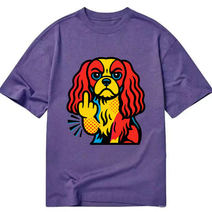 Cavalier King Charles Spaniel with long ears, regal paw giving finger - Classic T-shirt - Purple