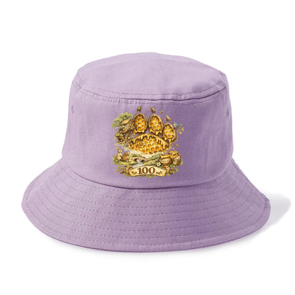HONEY PAW | Bear paw print filled with honeycomb | Sticky evidence | Forest treasure - Bucket Hat - Purple