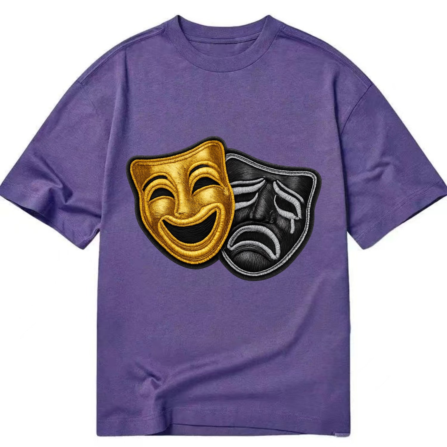 BROADWAY MASKS - comedy tragedy masks in gold and black , theater - Classic T-shirt - Purple