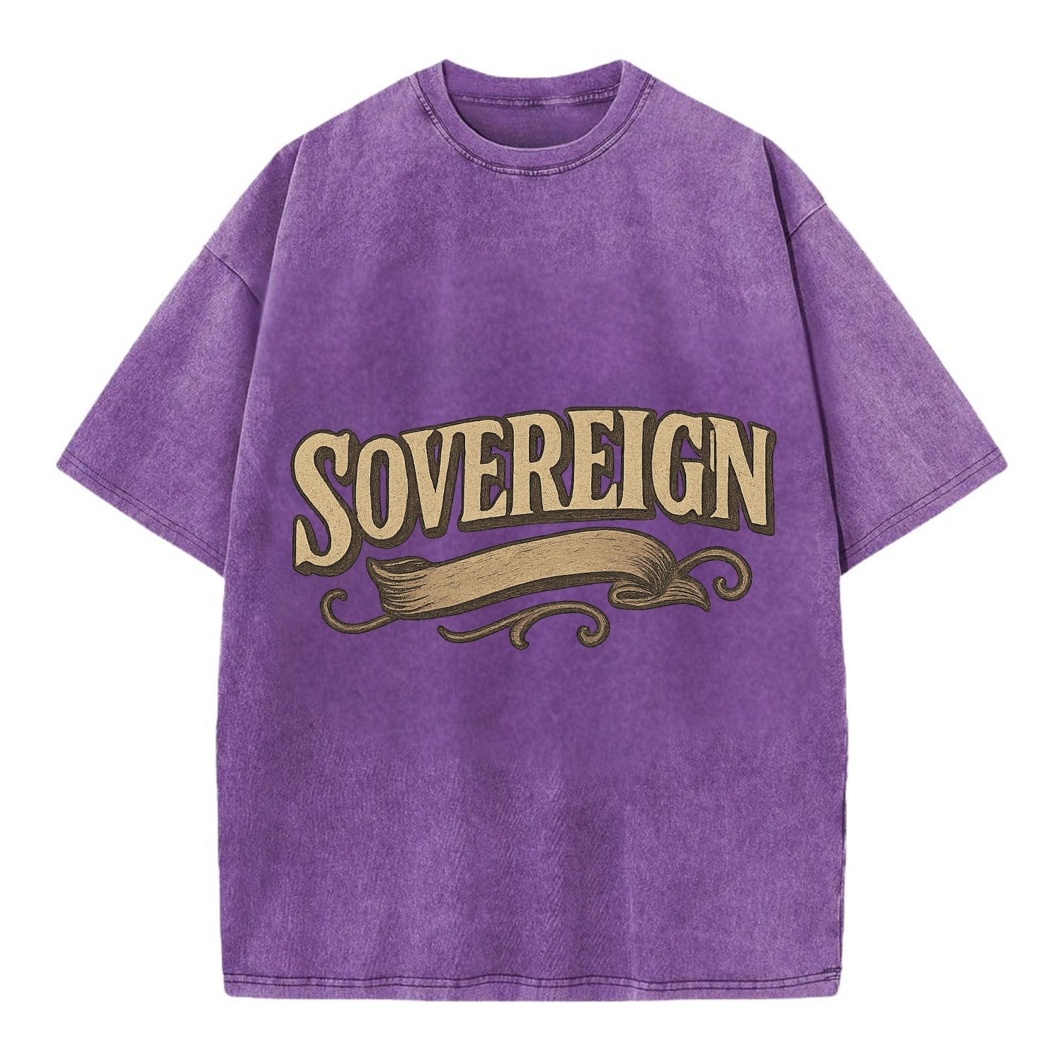 Bold typography design - "SOVEREIGN" - self-ruled, autonomous, in control - Vintage T-shirt - Purple