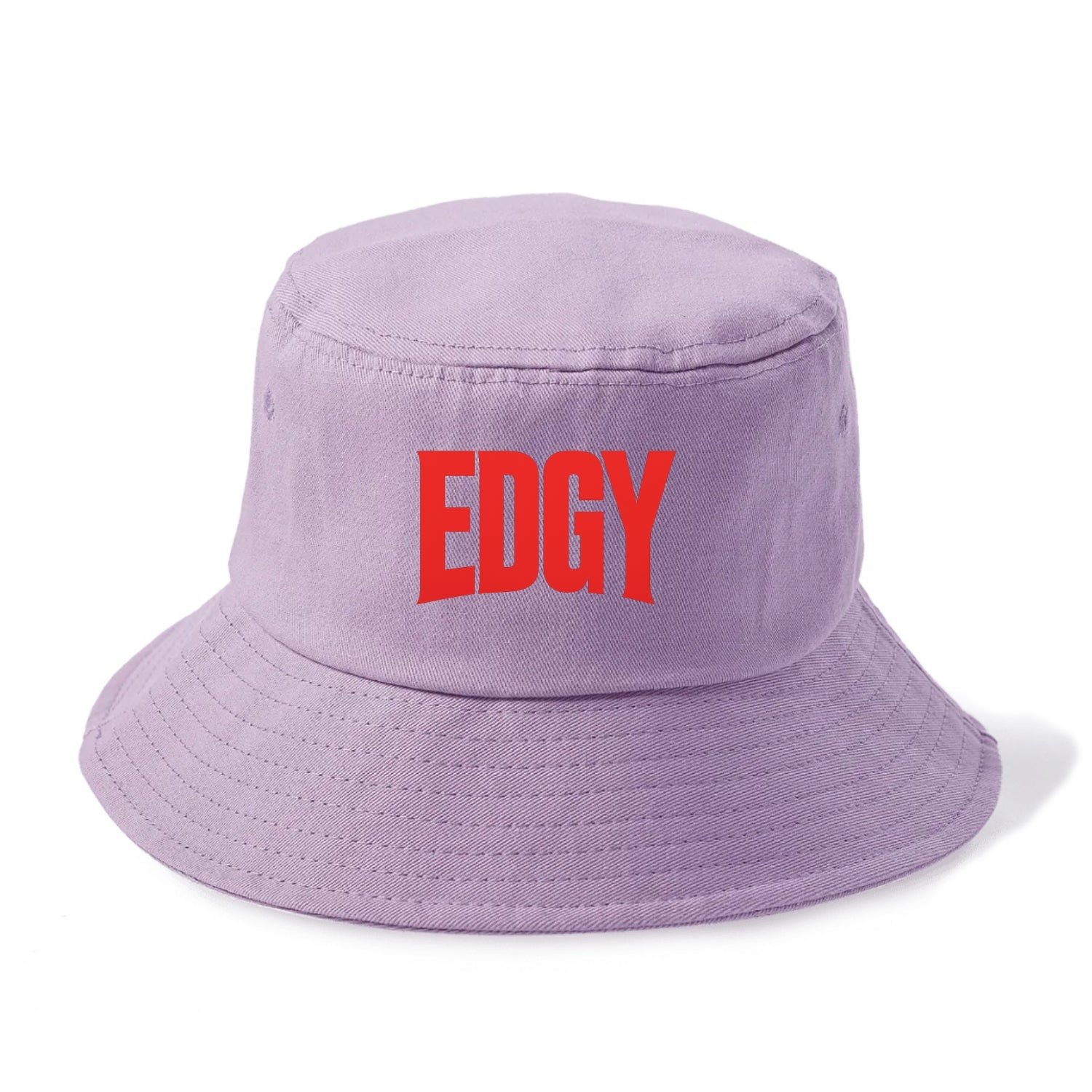Bold typography design - "EDGY" - pushing boundaries, unconventional - Bucket Hat - Purple