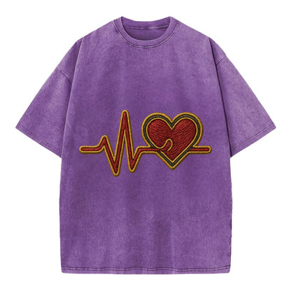 Heartbeat Line  - Vintage T-shirt - Purple