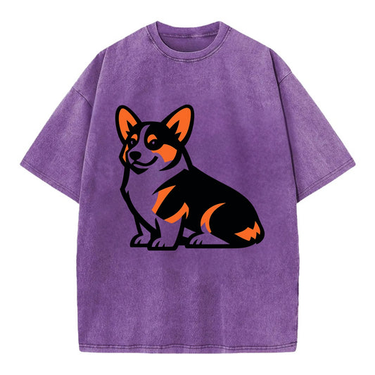 Tricolor Corgi Charm - Vintage T-shirt - Purple