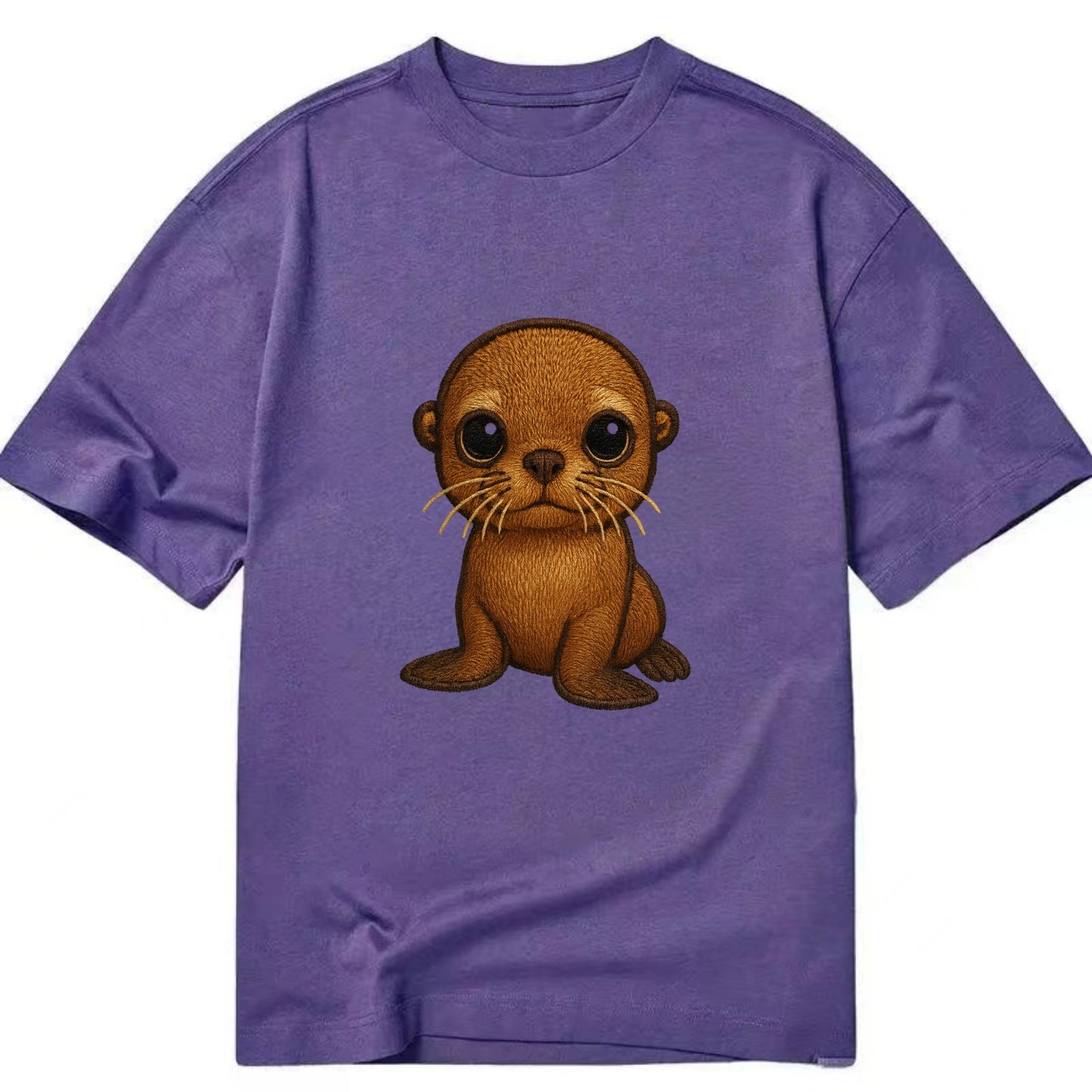 Baby California Sea Lion - golden brown, large expressive eyes, whiskers, - Classic T-shirt - Purple