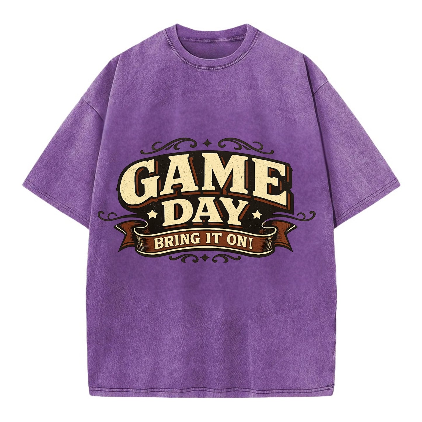 Bold typography design - "GAME DAY" - competition ready, bring it on - Vintage T-shirt - Purple