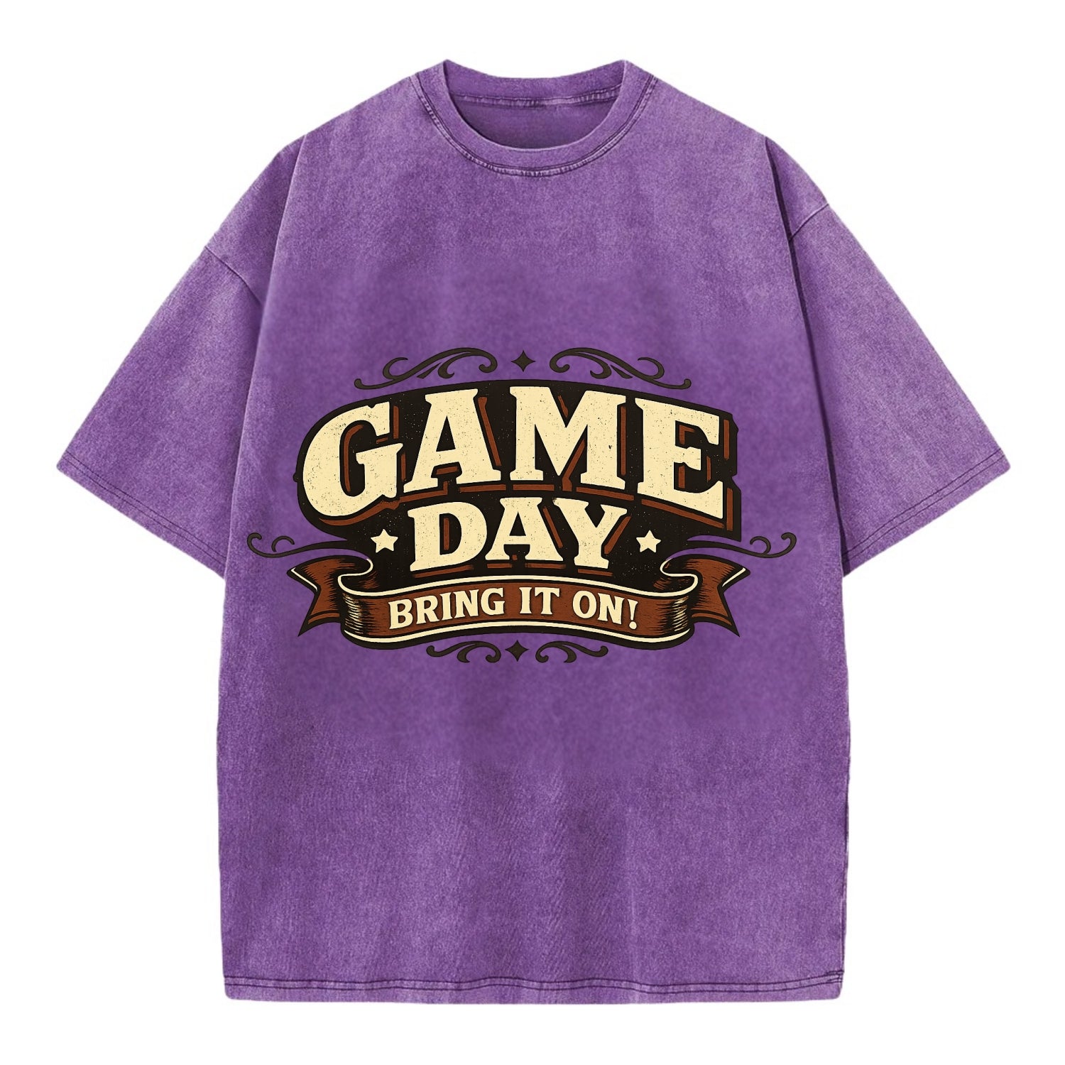 Bold typography design - "GAME DAY" - competition ready, bring it on - Vintage T-shirt - Purple