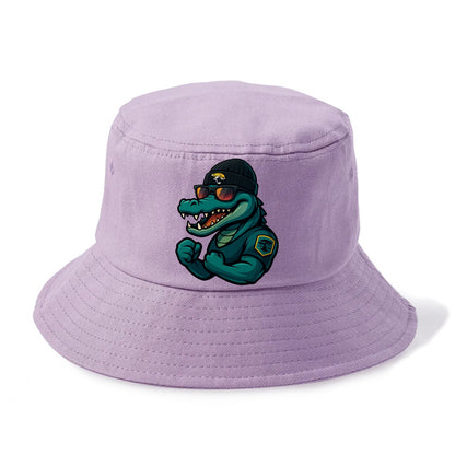 Jacksonville Alligator wearing Jaguars beanie with swamp patch and wayfarer sunglasses - Bucket Hat - Purple