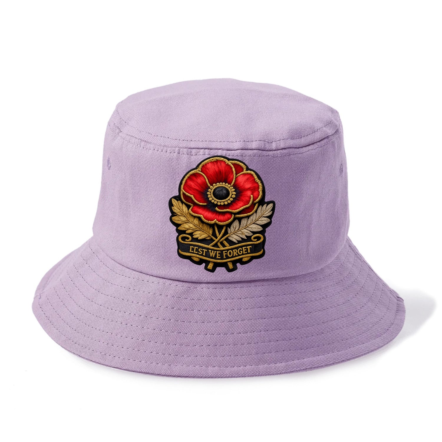 MEMORIAL POPPY - red poppy flower in scarlet , remembrance - Bucket Hat - Purple
