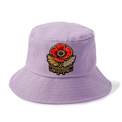 MEMORIAL POPPY - red poppy flower in scarlet , remembrance - Bucket Hat - Purple