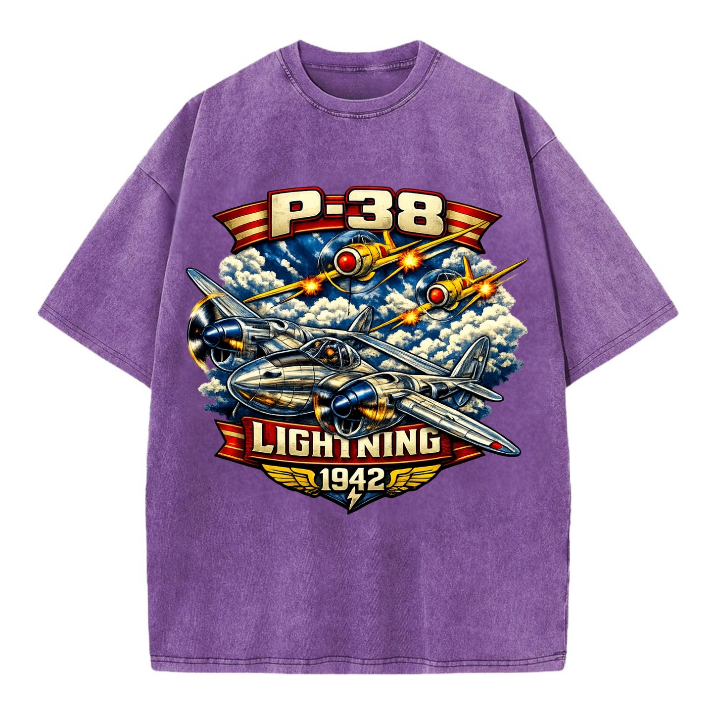 P 38 Lightning - Vintage T-shirt - Purple