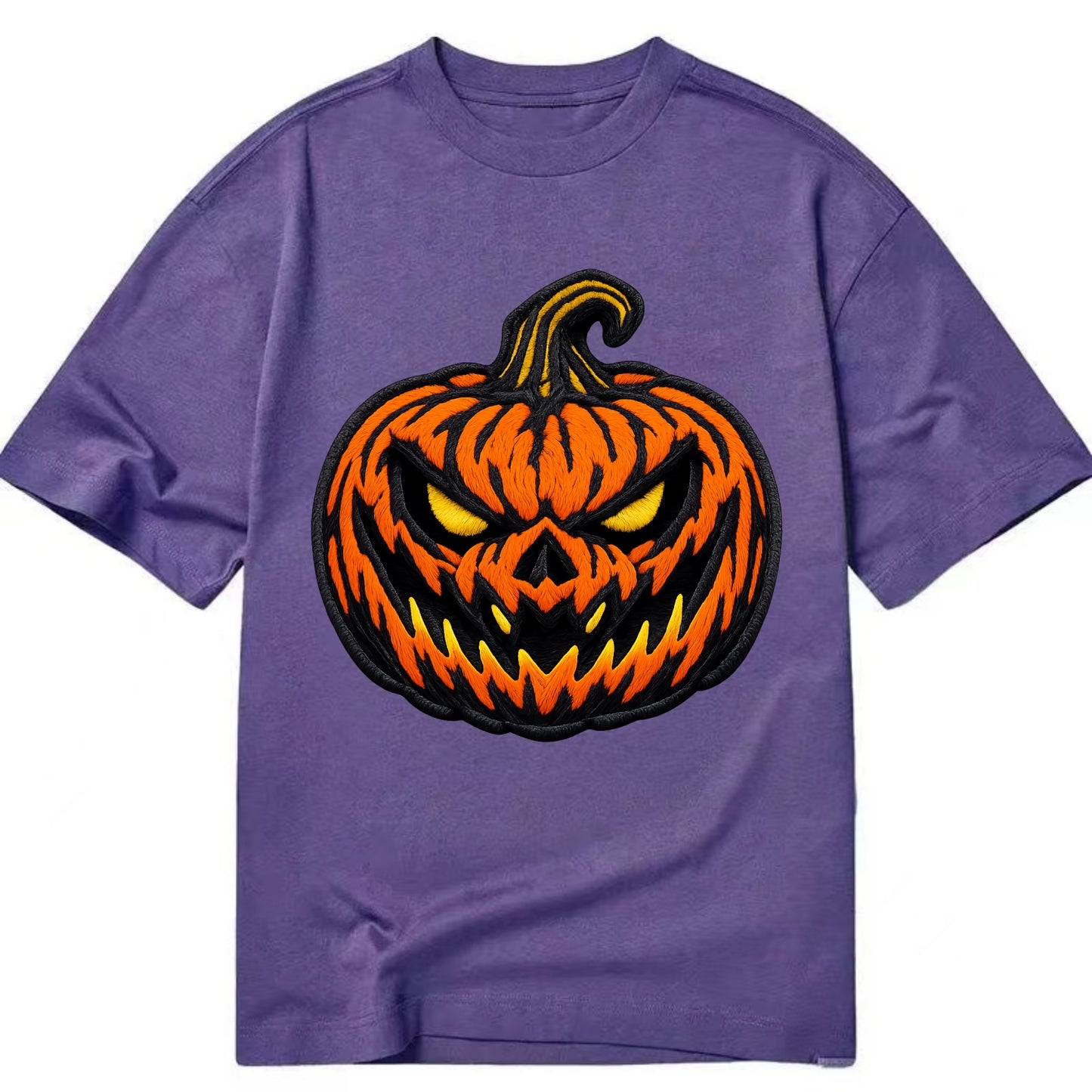 HALLOWEEN PUMPKIN - jack o lantern in orange and black , spooky - Classic T-shirt - Purple