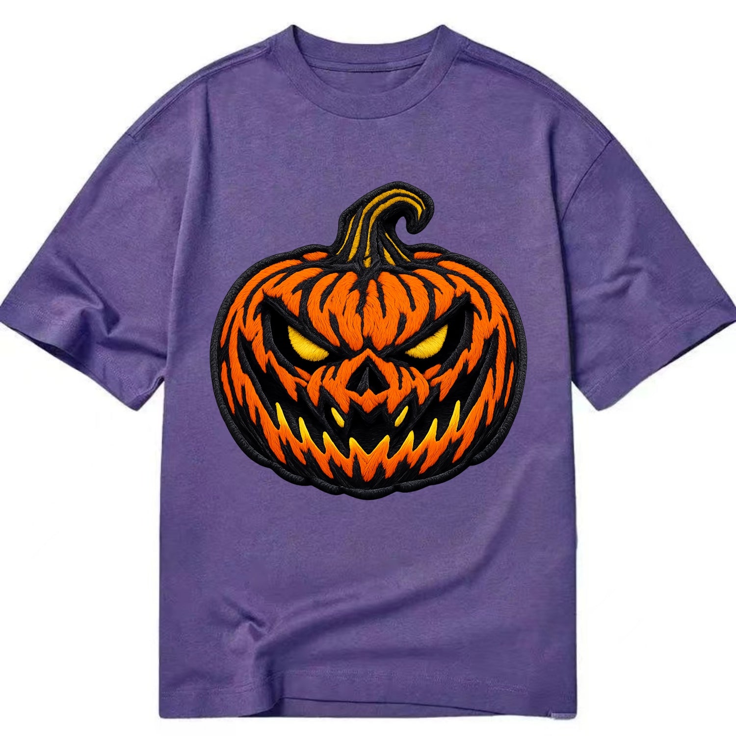 HALLOWEEN PUMPKIN - jack o lantern in orange and black , spooky - Classic T-shirt - Purple