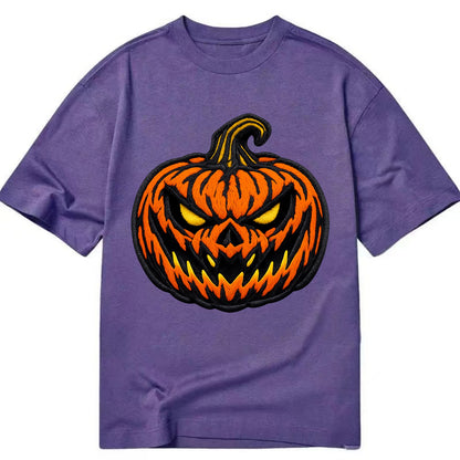 HALLOWEEN PUMPKIN - jack o lantern in orange and black , spooky - Classic T-shirt - Purple