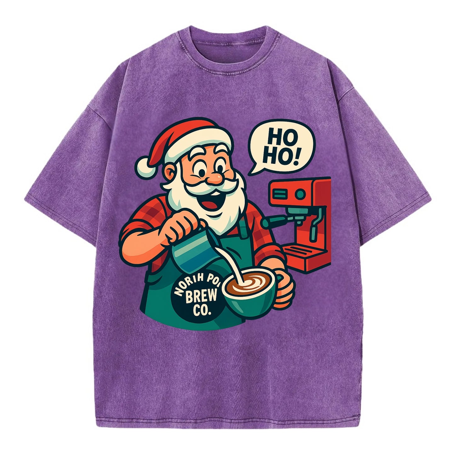 Santa Barista - Vintage T-shirt - Purple