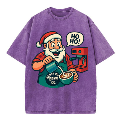 Santa Barista - Vintage T-shirt - Purple