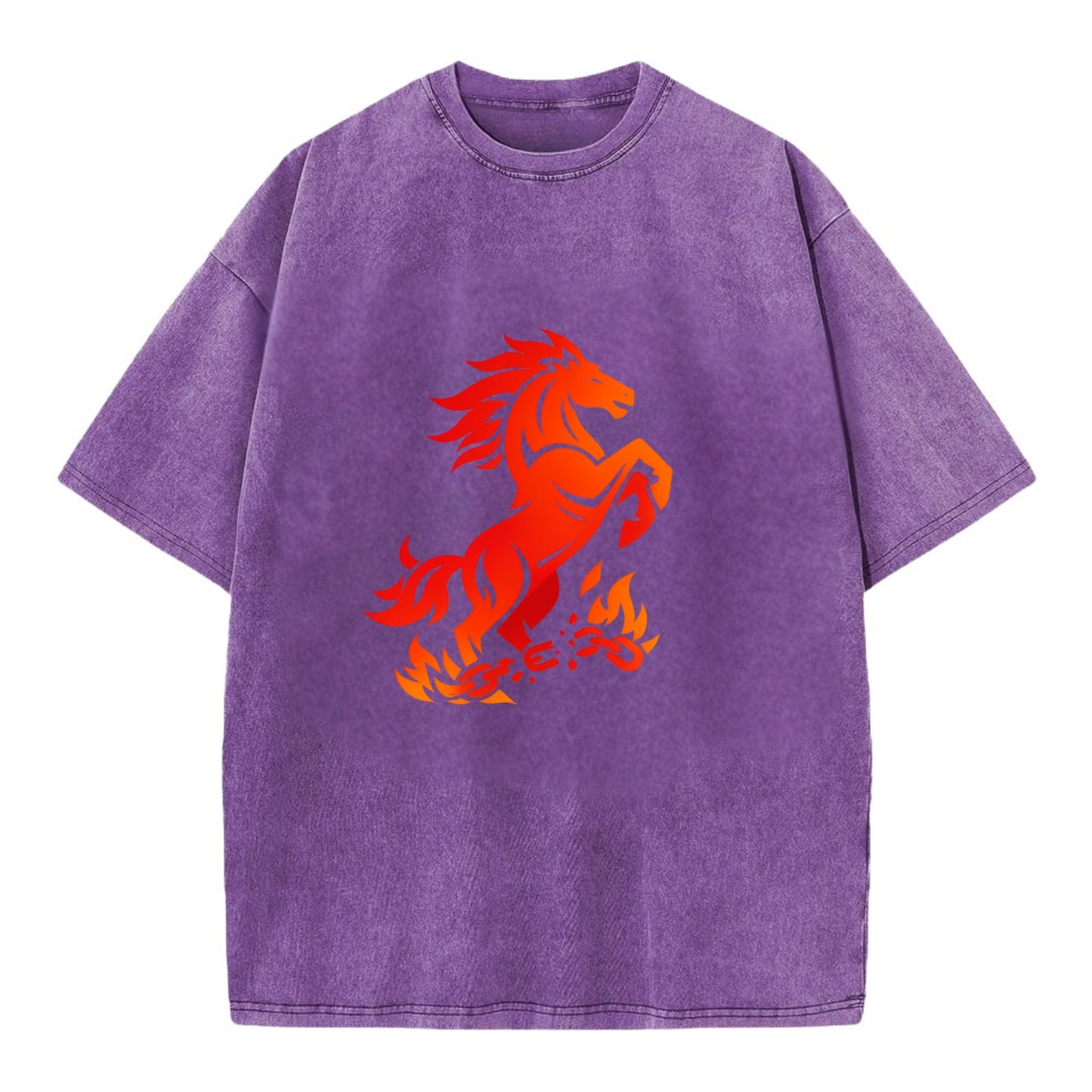 FREEDOM FLAMES | Wild horse breaking fire chains | Liberation | Barriers burned | - Vintage T-shirt - Purple