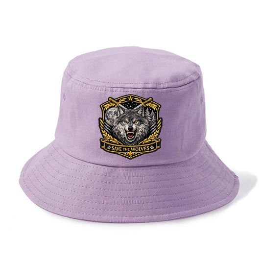 SAVE THE WOLVES - wolf moon in gray , predator protection - Bucket Hat - Purple