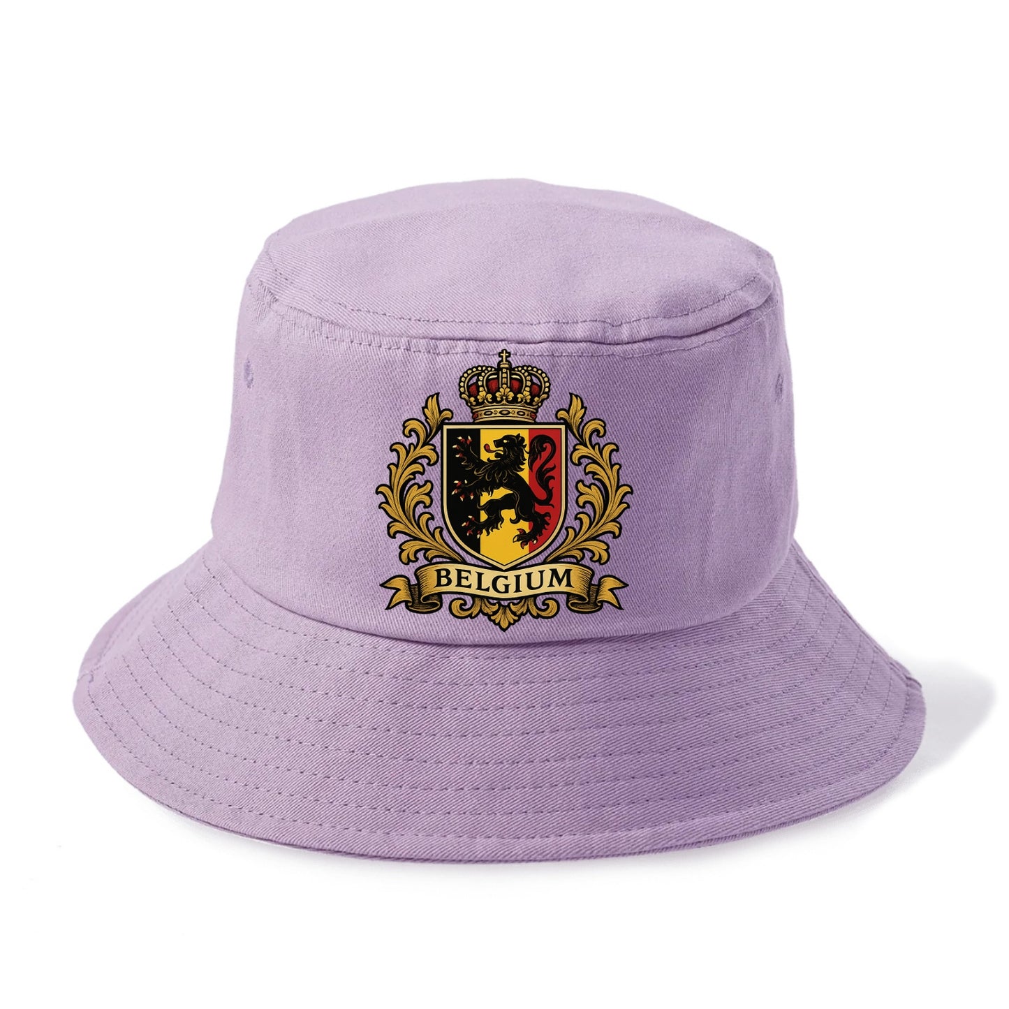 Belgium Lion Emblem (black Lion Rampant, Black/yellow/red Shield) Bucket Hat - Purple