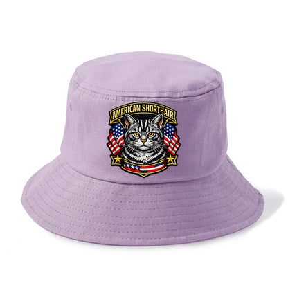 AMERICAN SHORTHAIR - classic american cat in silver tabby , all-American cat - Bucket Hat - Purple