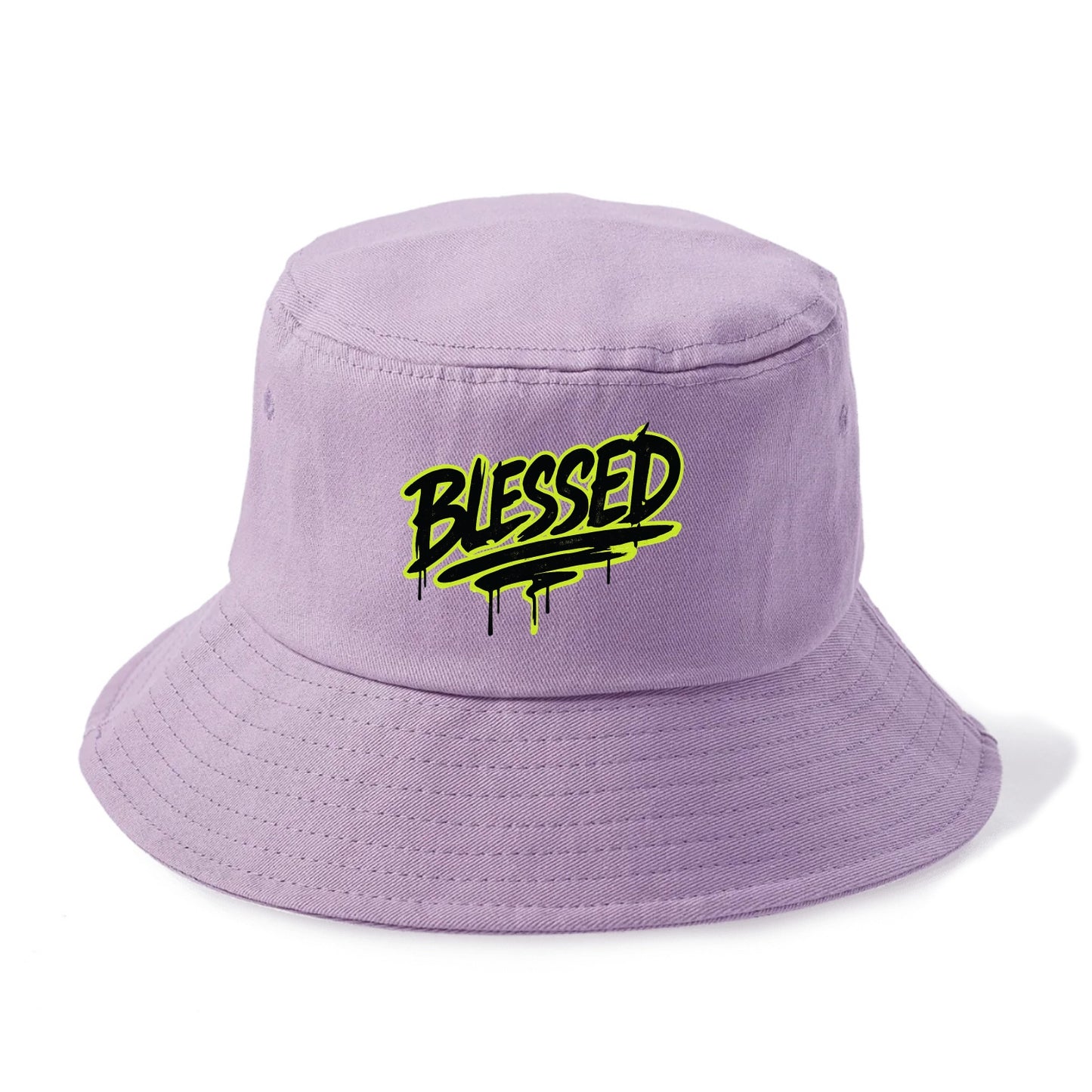 Bold typography design - "BLESSED" - recognizing good fortune, abundance - Bucket Hat - Purple