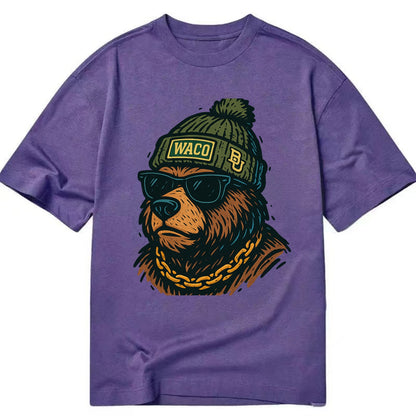 Waco Bear wearing Baylor beanie with BU patch - Classic T-shirt - Purple