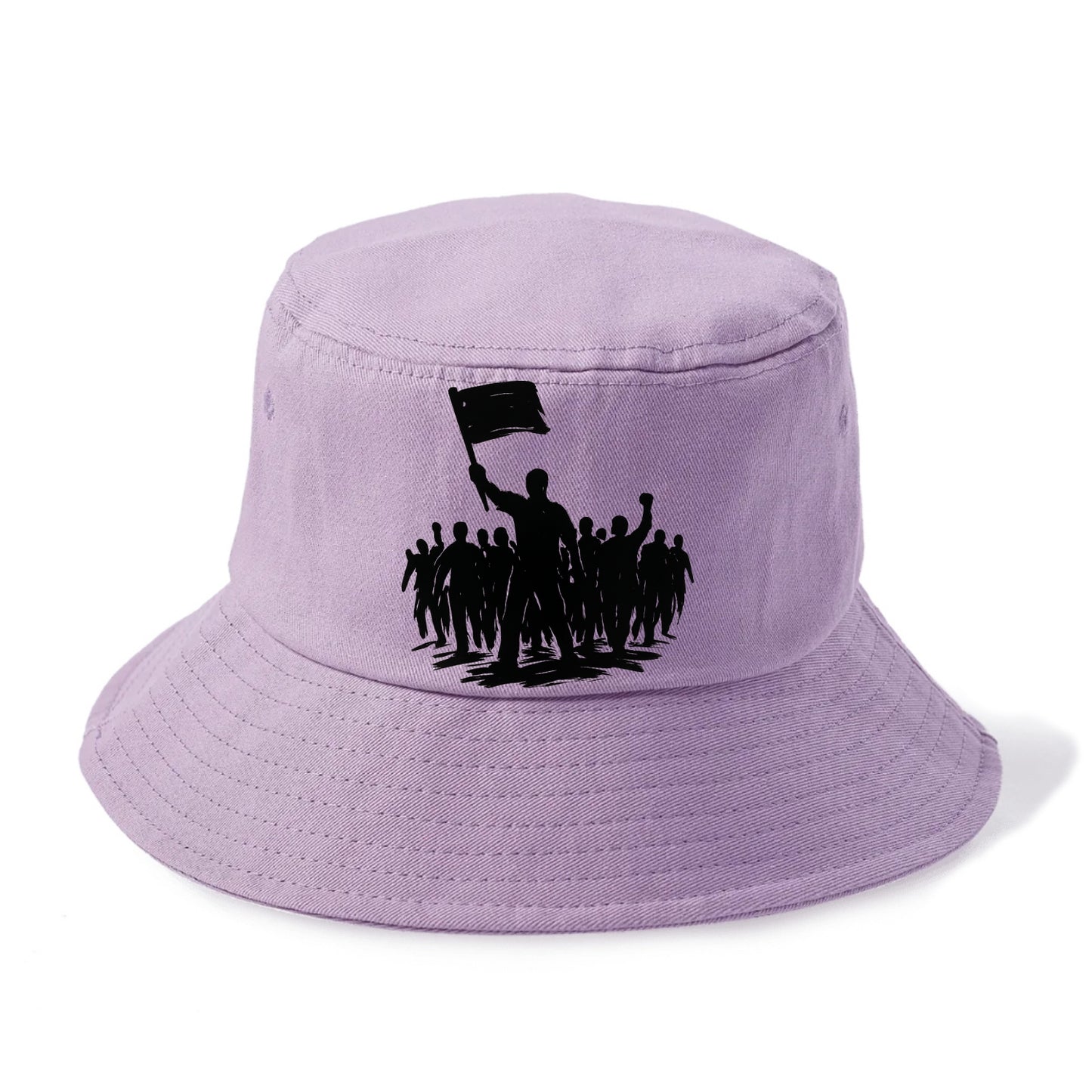 Crowd of protesters marching - solidarity movement ink painting - Bucket Hat - Purple