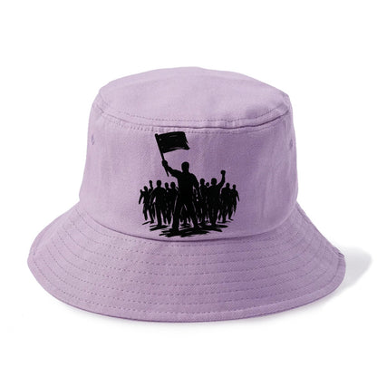 Crowd of protesters marching - solidarity movement ink painting - Bucket Hat - Purple