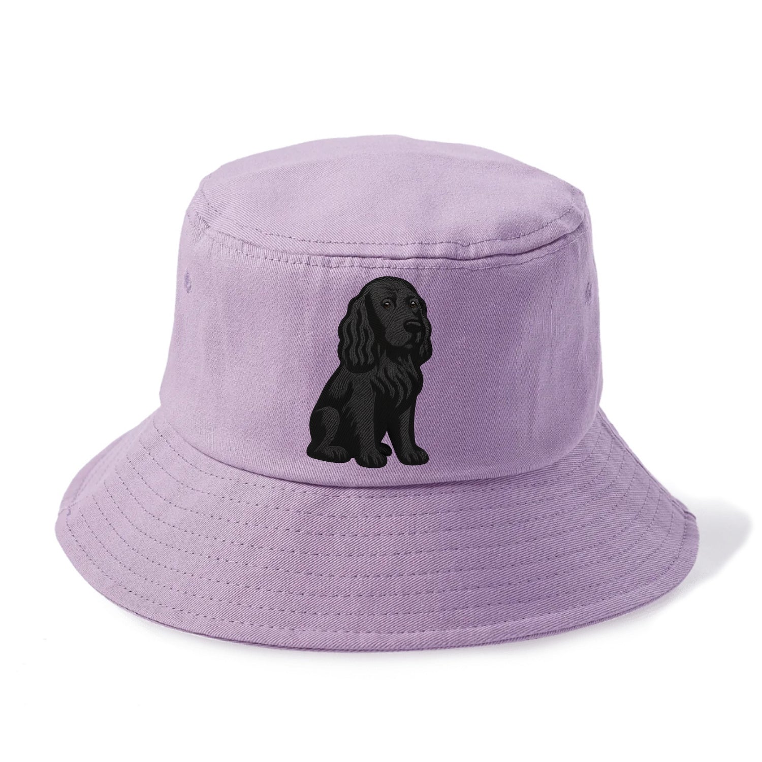 Field Spaniel - Black silky coat embroidered pose - Bucket Hat - Purple