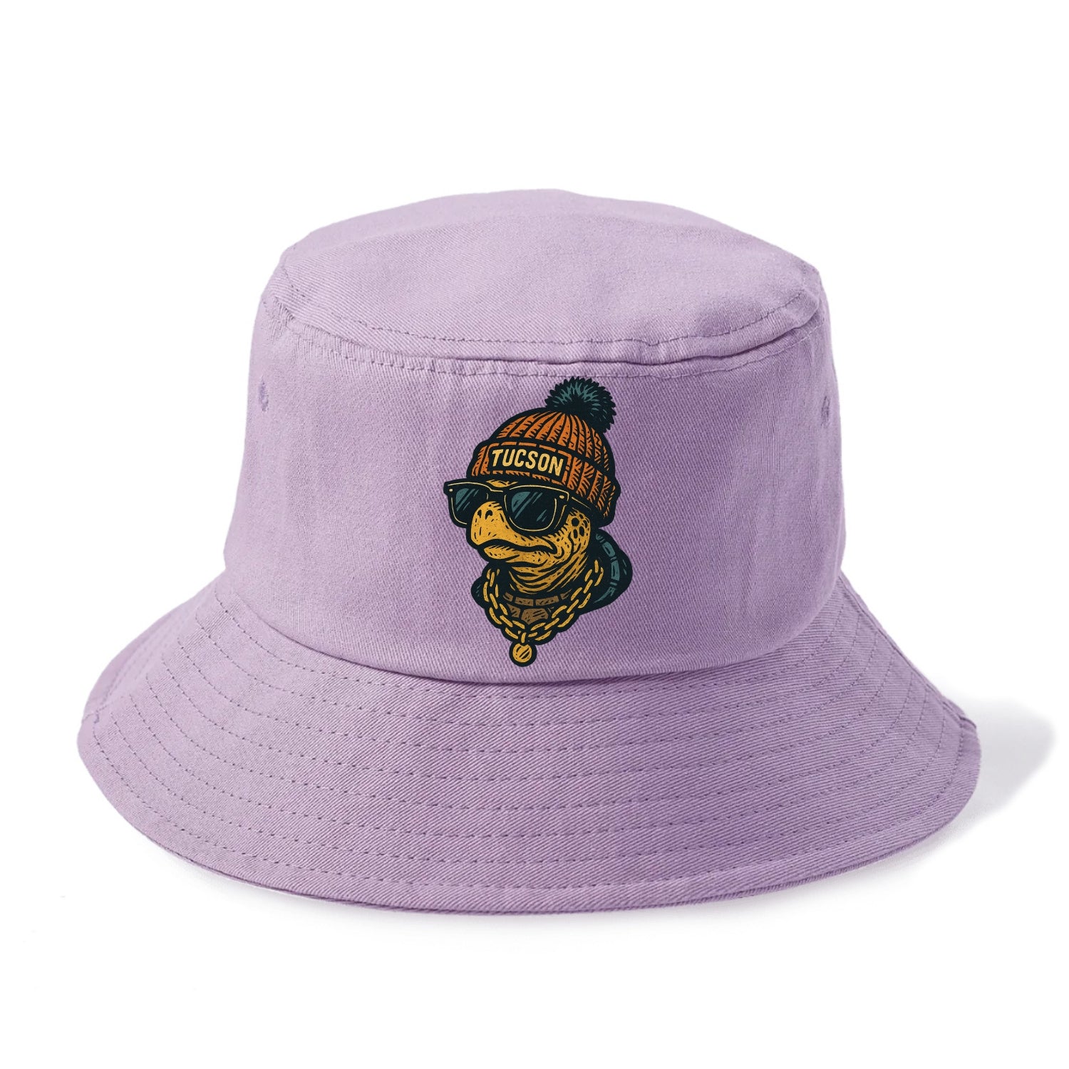 Tucson Desert Tortoise wearing Tucson beanie with pom pom and wayfarer sunglasses - Bucket Hat - Purple