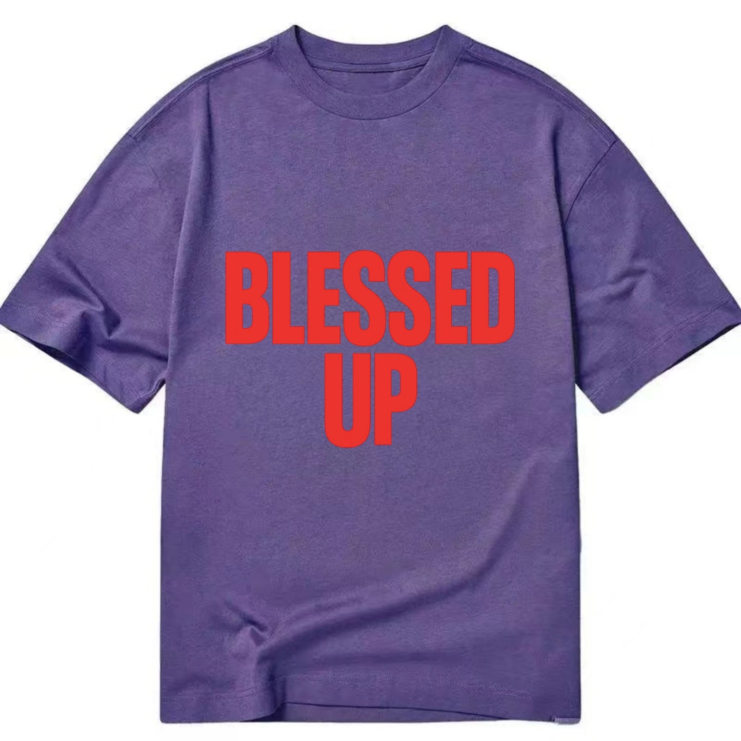 Bold typography design - "BLESSED UP" - recognizing fortune - Classic T-shirt - Purple