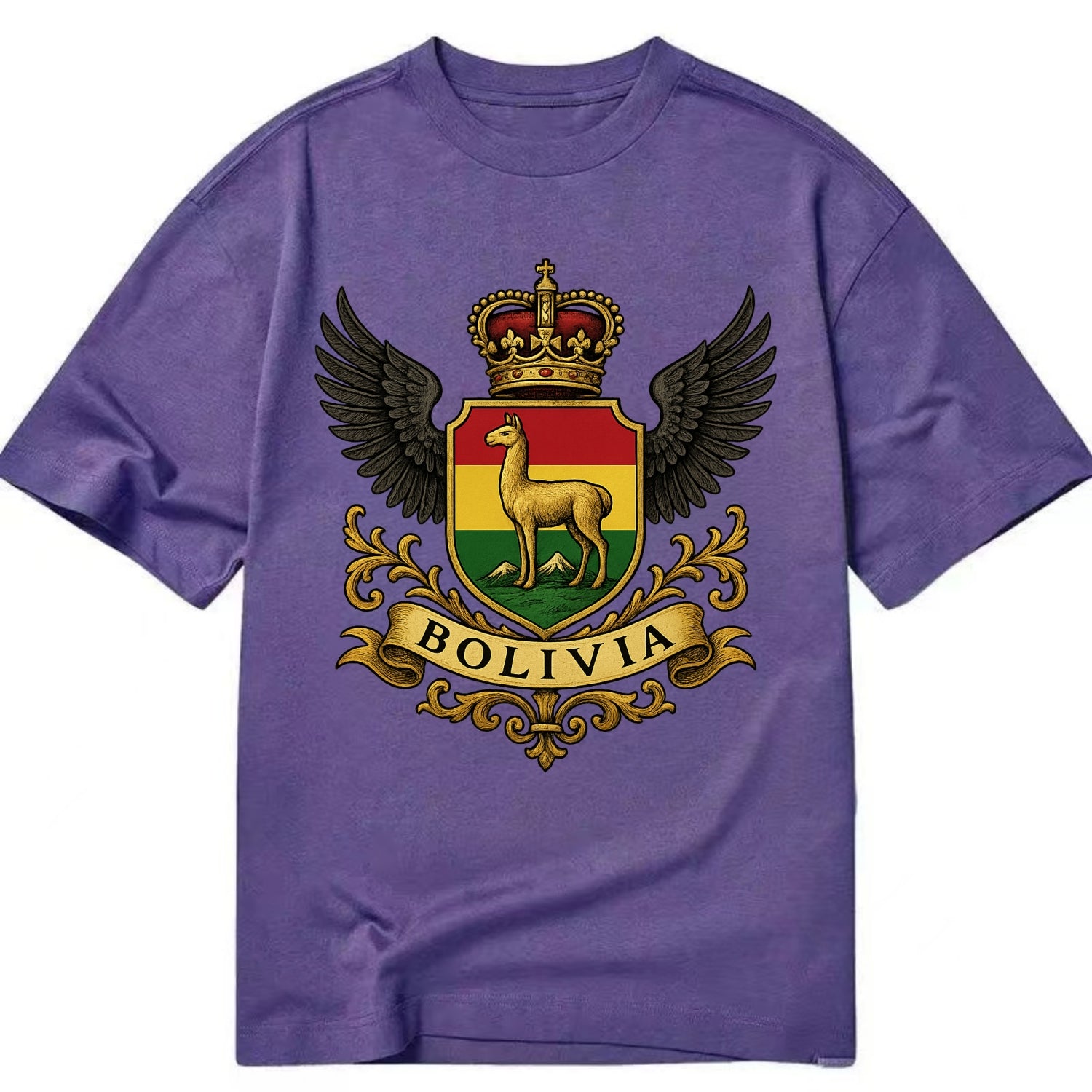 Bolivia Llama Emblem  - Classic T-shirt - Purple