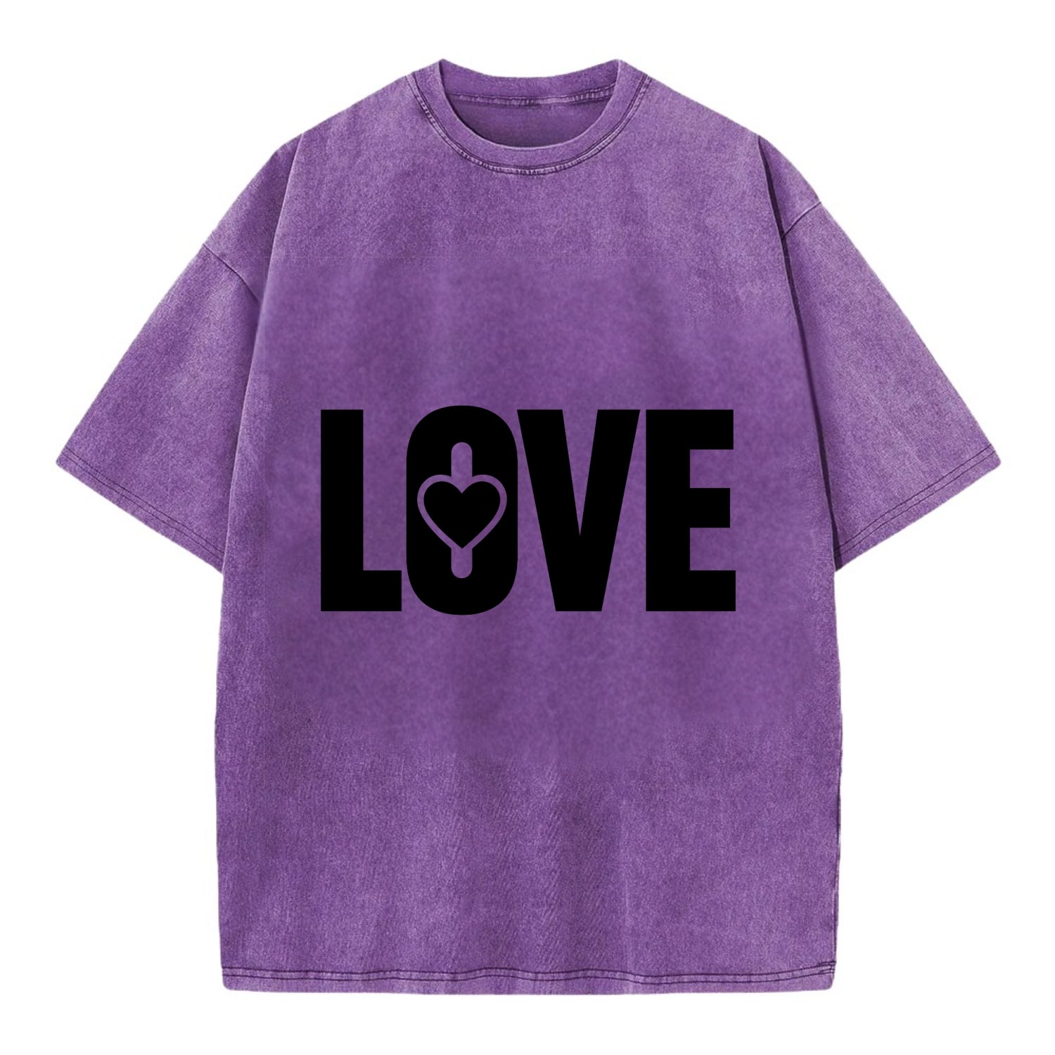 Bold typography design - "LOVE" - universal connection, heart centered - Vintage T-shirt - Purple