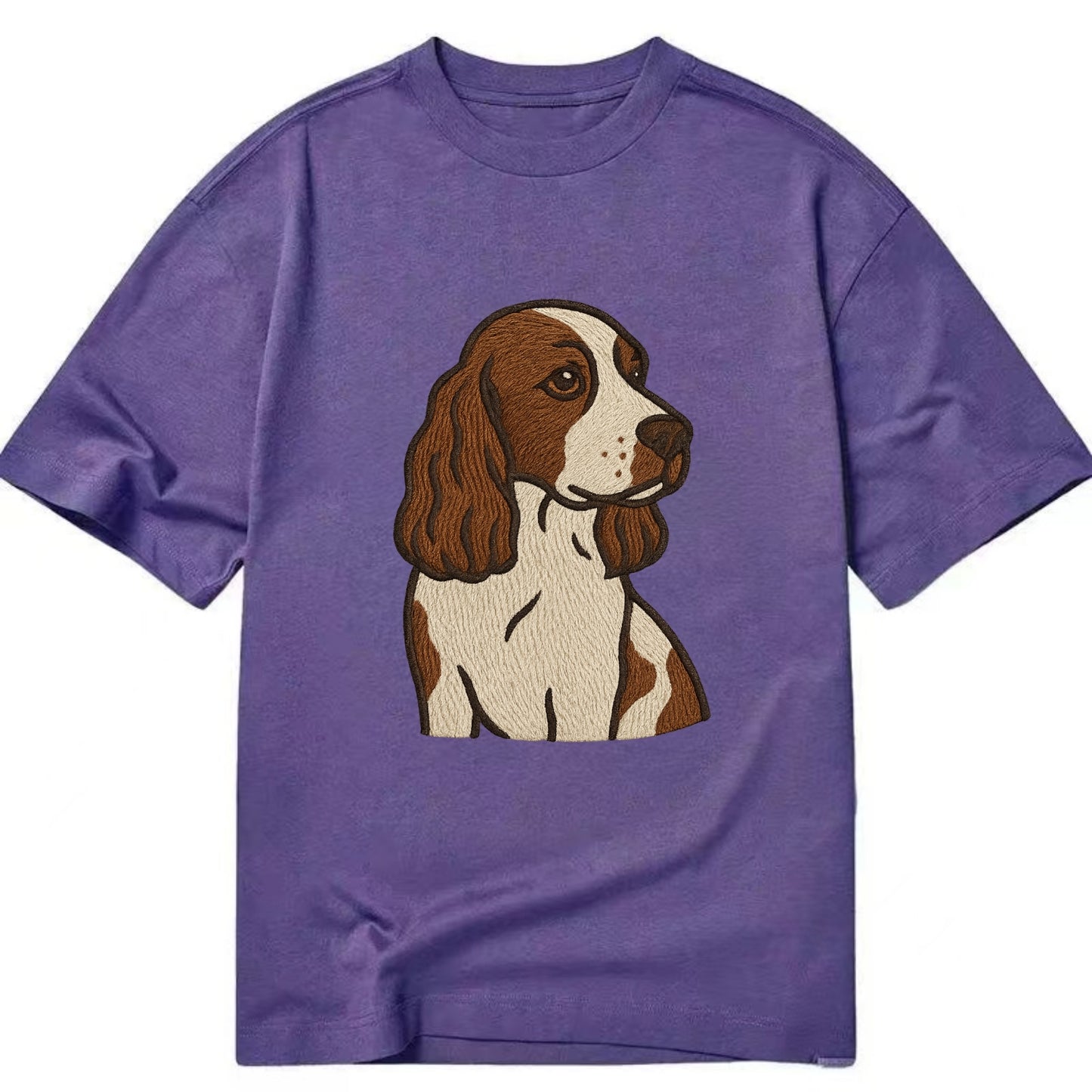 English Cocker Spaniel - Liver and white embroidered design - Classic T-shirt - Purple