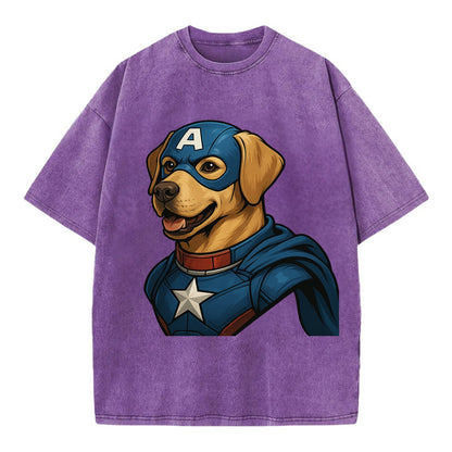 Labrador Patriotic Hero  - Vintage T-shirt - Purple